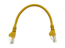 Load image into Gallery viewer, Linkbasic 22cm UTP Cat5e Flylead Yellow, moulded Flylead supplied with boots, rated for 10/100/1000Mbps data transmission speeds with Stranded Copper - Let's Fibre Technologies