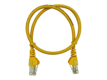 Load image into Gallery viewer, Linkbasic FLY-0.5Y 50cm UTP Cat5e Flylead Yellow, supplied moulded with boots, rated for 10/100/1000Mbps data transmission speeds with stranded copper