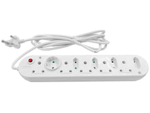 Load image into Gallery viewer, Multi Plug 10-way multi-plug 3-Meter Power Cord, 5x 16A 3-pin sockets, 4x 5A 2-pin sockets 1x 5A 2-pin round socket, moulded plug, Overload Protection