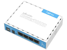 Load image into Gallery viewer, MikroTik hAP Lite 2.4GHz 4 Port Ethernet WiFi Router - 1.5dBi Antenna Gain - 300Mbps - RouterOS L4 License, 1x MicroUSB, 5V 1A USB PSU | RB941-2nD