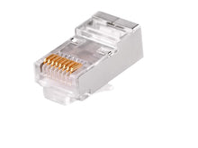 Load image into Gallery viewer, Linkbasic RJ45 Cat5e Shielded FTP Modular Plug, 50 Micron Inches of Gold Plating over Nickel, 8x Conductors, Shielded High-Impact Clear Polycarbonate