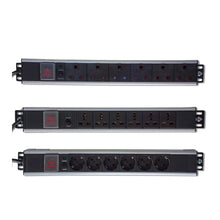 Load image into Gallery viewer, RCT Power Distribution Unit PDU 6-Way 16AMP 1.5U Alluminum Power Rail, SA 3Pin Plug, 220-250V, 50-60Hz, MaxOut 4000w, Certification CE,RoHS,UL,VDE,TUV