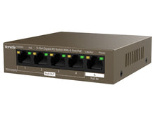 Load image into Gallery viewer, Tenda 5-Port Gigabit Desktop Switch - 4 PoE OUT ports and 1 PoE IN (Port 5), featuring high performance and plug & play - TE-TEG1105PD