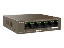 Load image into Gallery viewer, Tenda 5-Port Gigabit Desktop Switch - 4 PoE OUT ports and 1 PoE IN (Port 5), featuring high performance and plug & play - TE-TEG1105PD