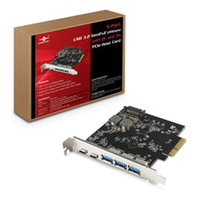 Load image into Gallery viewer, Vantec UGT-PC3A2C 5-Port USB3.2 Gen2x2 (3 Type-A, 2 Type-C) PCI Express x4 Adaptor, Black, Width 95mm x Depth 95mm x Height 19mm, USB Type-A interface