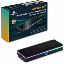 Load image into Gallery viewer, Vantec Enc Nst-211C3-RGB M.2 NVMe and M.2 SATA SSD to USB 3.1 Gen2x1 Type-C Syncable RGB Enclosure, with LED, USB Type-C to USB Type-C Cables included