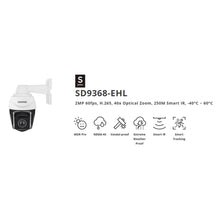 Load image into Gallery viewer, Vivotek SD9368-EHL Speed Dome Security Camera, 2-way Audio System, CMOS Sensor, supported Video formats - h.264,h.265,M-Jpeg - Progressive scan