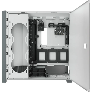 Corsair iCUE 5000X RGB Tempered Glass Mid-Tower PC CASE, White, Supported HDD sizes 3.5", SSD form factor 2.5", Width 245mm, Depth 520mm, Height 520mm