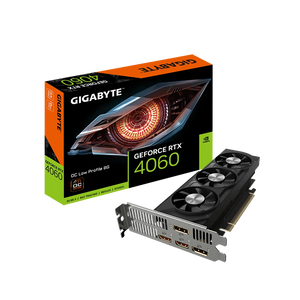 GIGABYTE Graphics nVidia GeForce RTX 4060 OC Low Profile - 8G GDDR6 HDMIx2/DP x2, Active cooling, Number of fans: 3 fan(s)