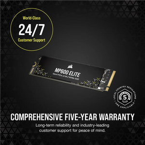 Corsair MP600 ELITE 1TB Gen4 PCIe x4 NVMe M.2 SSD (no heatsink), Component for PC, PCI Express 4.0, 3D TLC