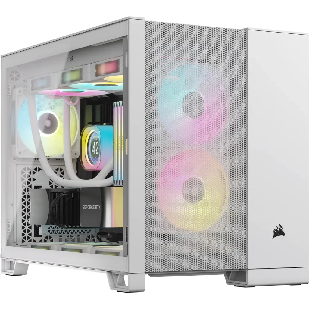 Corsair 2500D Airflow Micro ATX Dual Chamber PC Case, Midi Tower, PC CASE, White, ATX, 18 cm, 40 cm, Width: 304 mm, Depth: 469 mm, Height: 376 mm