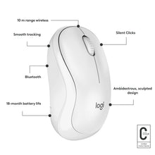 Load image into Gallery viewer, Logitech M240 Silent Bluetooth Mouse, Ambidextrous, wireless mouse, 3 buttons, Scroll type: Wheel. Power source: Batteries - Off White, 910-007120
