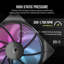 Load image into Gallery viewer, CORSAIR RX Series; iCUE LINK RX140; 140mm Fan; Single Pack, Fan diameter: 14 cm, 1700 RPM rotation, Maximum airflow: 94.7 cfm, Product colour: Black
