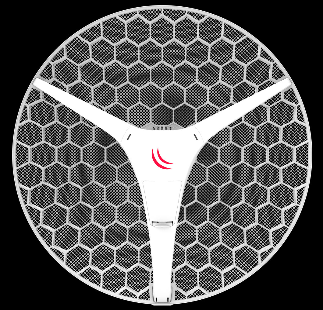 MikroTik LHG XL 5 ac 4-Pack Outdoor CPE, featuring 716MHz CPU, 256MB RAM, 802.11a/n/ac dual chain, 1 GB LAN, RouterOS L3,PoE in,27dBi gain