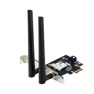 Asus WiFi 6E PCI-E Adapter with 2 external antennas, Supporting 6GHz band; 160MHz; Bluetooth 5.2; WPA3 network security; OFDMA adapter