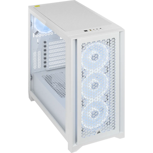 Corsair iCUE 4000D RGB Airflow Tempered Glass Mid-Tower PC CASE; White ATX, Width: 230 mm, Depth: 453 mm, Height: 466 mm