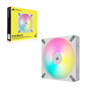 Corsair AF ELITE Series; AF140 RGB ELITE White; 140mm Fluid Dynamic RGB Fan with AirGuide; Single Pack