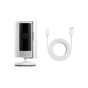 Ring Indoor Camera (2nd Gen) Hardwired, White, HD video, 2-way talk, Color Pre-roll, Color Night Vision & motion-activated notifications, Fixed Camera