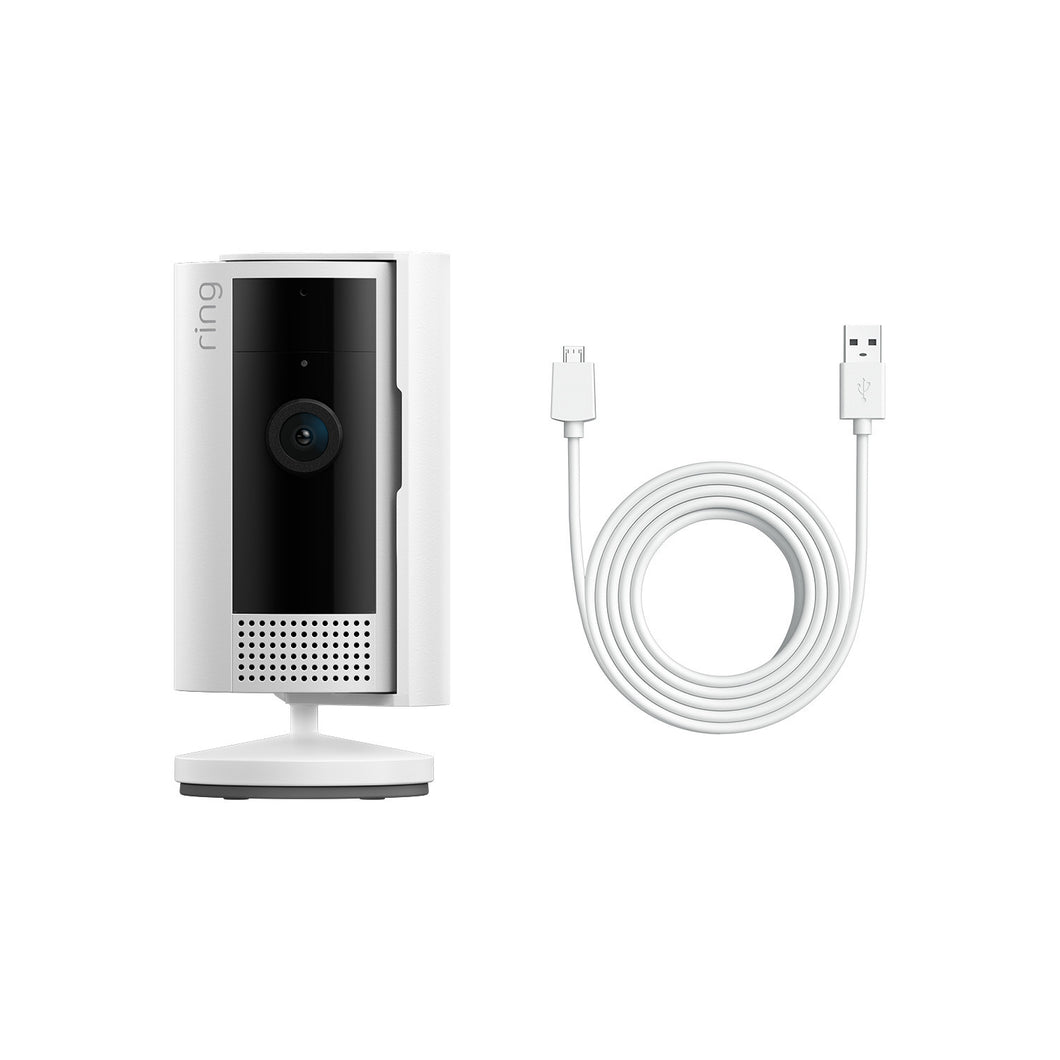 Ring Indoor Camera (2nd Gen) Hardwired, White, HD video, 2-way talk, Color Pre-roll, Color Night Vision & motion-activated notifications, Fixed Camera