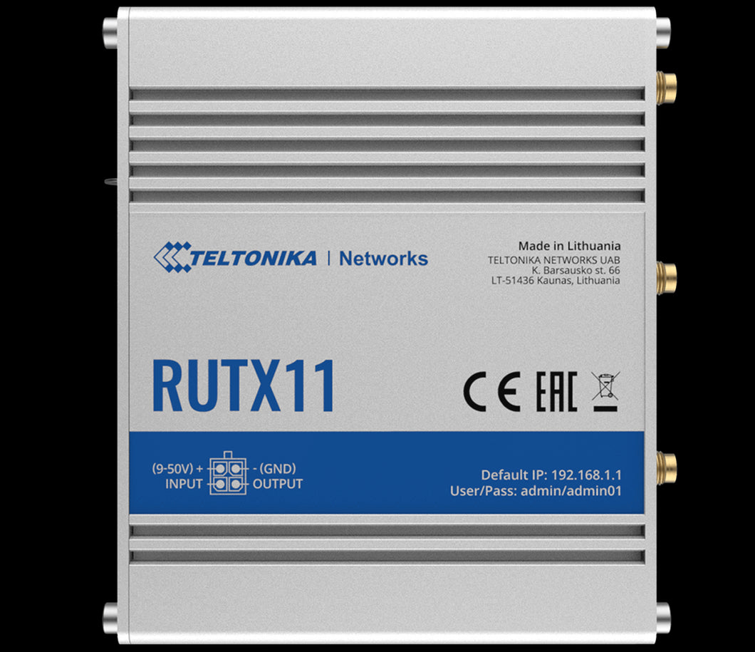Teltonika Industrial LTE Cat6 WiFi IoT Router with Quad-Core CPU, Bluetooth & GPS, 1x Gbe WAN, 3xGbe LAN, Dual SIM, Cat6 LTE, 717MHz, ac 802.11ac Wave