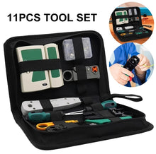 Load image into Gallery viewer, 11Pcs Portable LAN Network Tool Set Wear Resistant Computer Network Repair Tool Kit Crimping Maintenance Tool Set for Home Office
