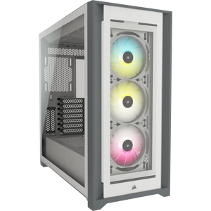 Corsair iCUE 5000X RGB Tempered Glass Mid-Tower PC CASE, White, Supported HDD sizes 3.5", SSD form factor 2.5", Width 245mm, Depth 520mm, Height 520mm