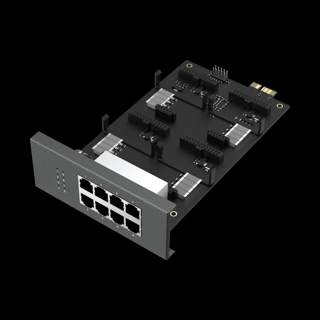 Yeastar Expansion Board, 4 onboard module slots and 8 interfaces on the panel, Telephony, IP PABX, W×L×H: 13 cm × 20 cm × 5 cm, Weight: 200g, YST-EX08