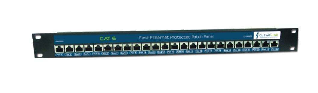 Clear Line 24 Port Gigabit Rackmount PoE Surge Arrestor CAT 6 Patch Pa