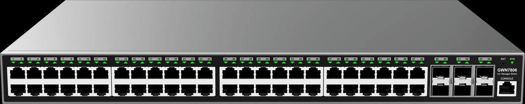 Grandstream GWN7806 Enterprise L2 48 port Managed GbE Switch, 48x Ethernet RJ45 + 6x SFP ports, GWN Cloud/Manager, Stackable