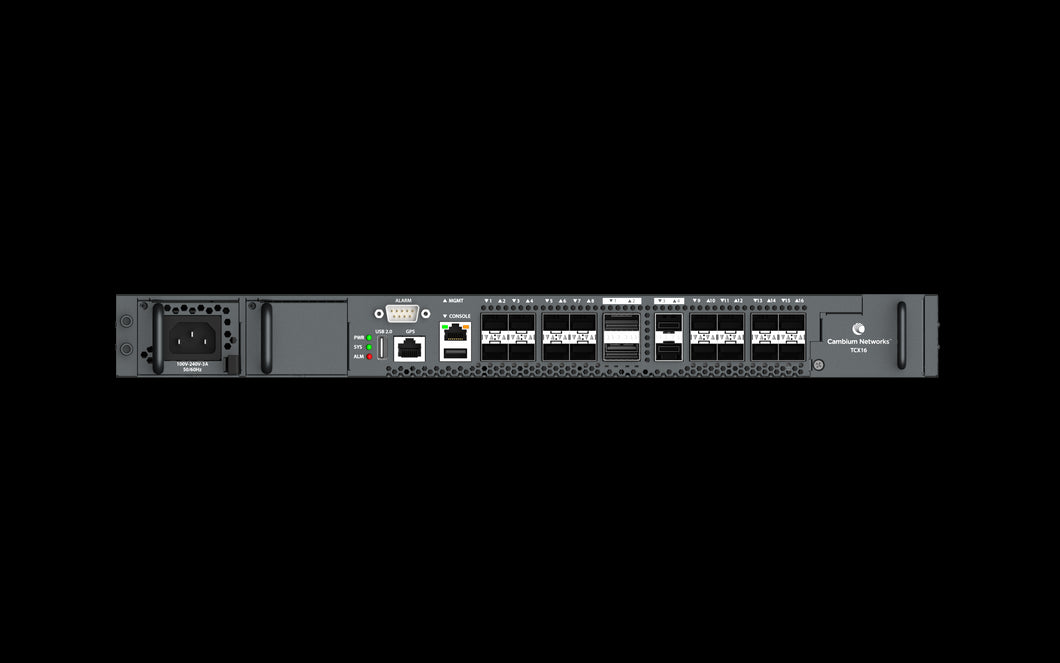 Cambium 16-Port Combo Pon OLT, 16 PON ports with Gpon, XGS-Pon, Combo Pon support, dual 100 GbE/40 GbE QSFP28 and dual 25 GbE/10 GbE SFP+ uplink ports