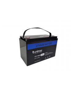 Uniross 12.8V 100Ah, 1.28kWh Lithium Phosphate battery, LiFePO4, Charge @ 20A (Max 100A) Discharge @ 100A (Max 100A) IP56 Rated, UR-BAT-LiFePO4-12-100