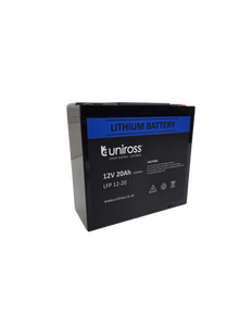 Uniross 12.8V 20Ah, 256Wh Lithium Phosphate Li-FePO4 battery, Charge @ 4A (Max 20A) Discharge @ 20A (Max 20A) IP56 Rated, Power & Surge, UPS & Solar