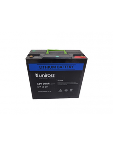 Uniross 12.8V 20Ah, 256Wh Lithium Phosphate Li-FePO4 battery, Charge @ 4A (Max 20A) Discharge @ 20A (Max 20A) IP56 Rated, Power & Surge, UPS & Solar