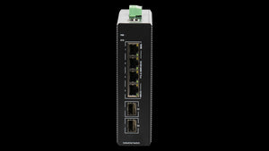 Bdcom 4 Port Gigabit Industrial Managed Switch with 2 SFP Ports, DIN-rail, L2+ Managed, 12-55VDC Input (Dual Redundant), IP40, 6kV Lighting Protection