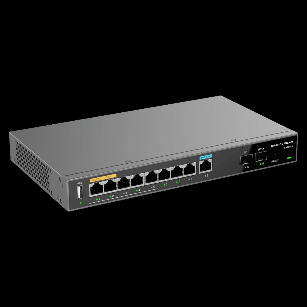 Grandstream Wired VPN Router & Firewall, 9 x GbE LAN/WAN (2 x PoE Out), 2 x SFP, 1x PoE-In, 2x PoE-Out, VPN, DPI, SDN, GWN.Cloud/Local provisioning