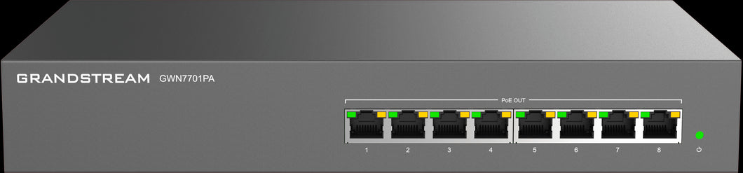 Grandstream Enterprise 8 port Unmanaged GbE PoE Switch - 145W, 8x GbE, 8x PoE 802.3 af/at, up to 30W per port, 145W power budget
