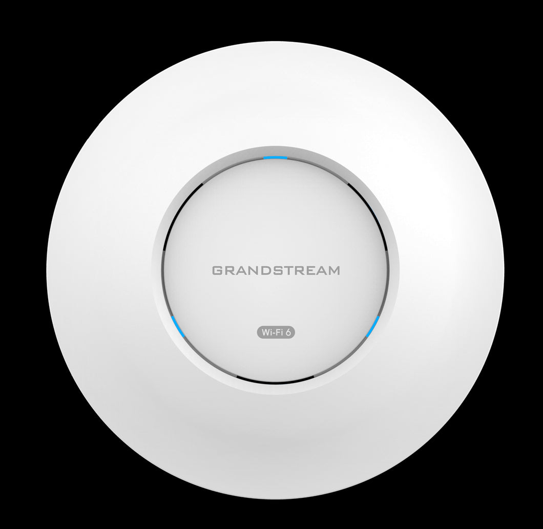 Grandstream Enterprise Indoor Hybrid Wi-Fi 6e Ceiling Mount Access Point, 5.4Gbps, Tri-band 2×2, 1x GbE, 1x 2,5G, PoE, 175m coverage, 384 clients