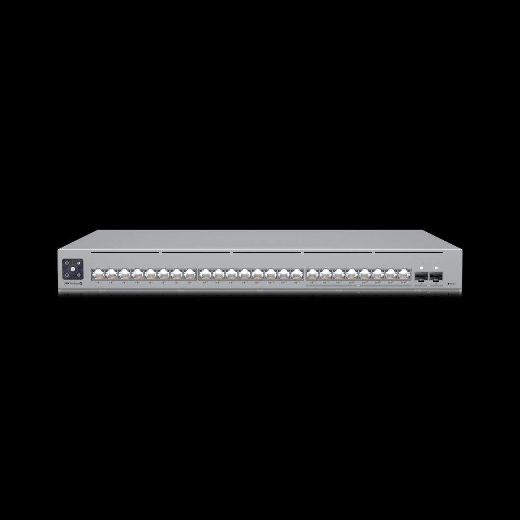 Ubiquiti UniFi - Pro Max, 24 Port with 400W PoE, Etherlighting ports that illuminate to indicate port location, speed/link, and native VLAN/network