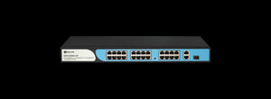 BDCOM 24-Port 100M PoE Switch (24-Port 100M PoE + 2 GE + 1 SFP) 280W PoE Budget, Built-in AC power supply, DIP Function, rackmount - S1200-24P2G1S