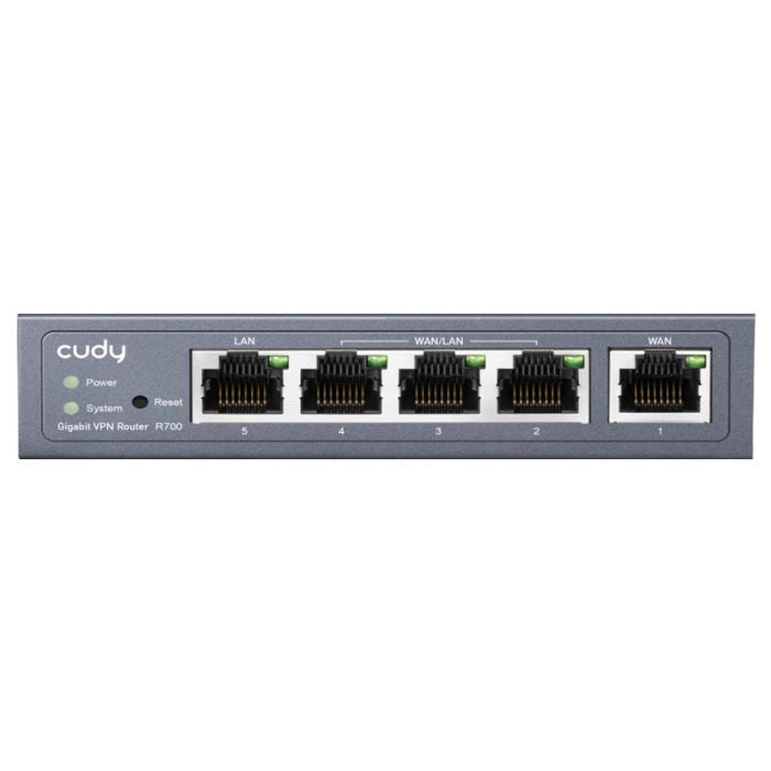 Cudy Multi-WAN 5 port Gigabit VPN Router, 1× GbE WAN, 3× GbE WAN/LAN, 1× GbE LAN, Load Blance or Link Backup Modes, VPN, Firewall, Routing | R700