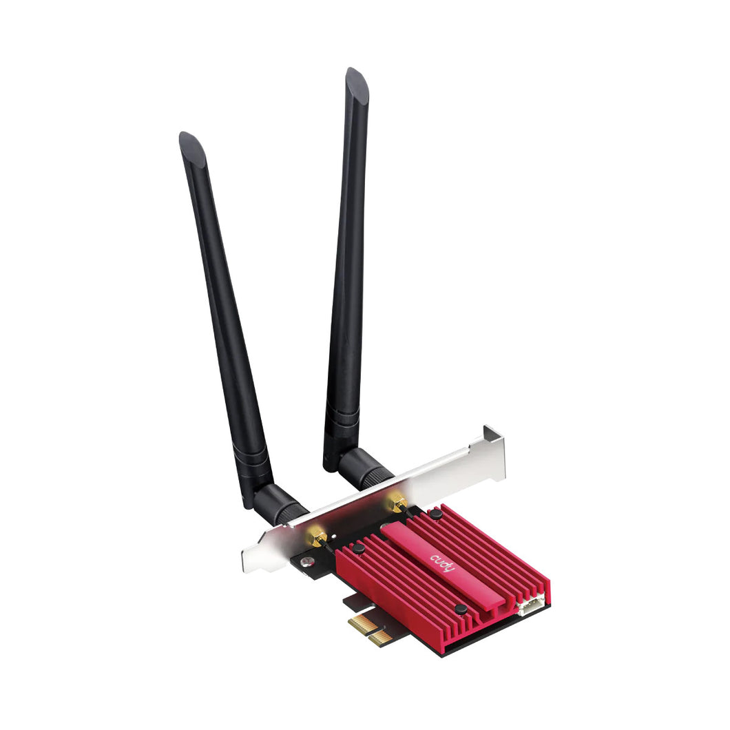 Cudy Wi-Fi 6E Bluetooth PCI-E adapter, Intel AX21, Tri-Band WiFi 6E, 2.4Gbps + 2.4Gbps + 574Mbps WiFi, BT 5.3, Works on Windows 10/11 64-Bit | WE3000S