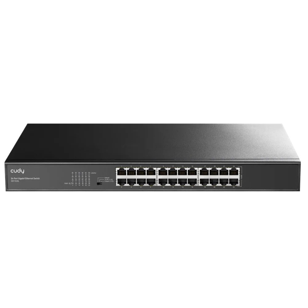 Cudy 24 Port Gigabit Unmanaged Rack-Mount Switch, 24× Gigabit Ethernet Ports, Default/VLAN/Extend Modes, Extend for 250 Meters Transmission | GS1024L