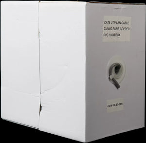 Essential CAT6 Indoor Ethernet Cable 100m Grey Solid Copper UTP Pull Box | CAT6-100-SC-GEN