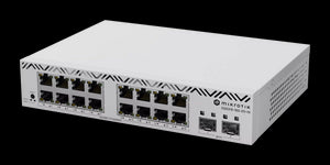 MikroTik Cloud Smart Router Switch with 16x 1G Ethernet ports, 2x SFP+ ports for 10G fiber connectivity, PSU, Rack Mount, SwOS - CSS318-16G-2S+IN