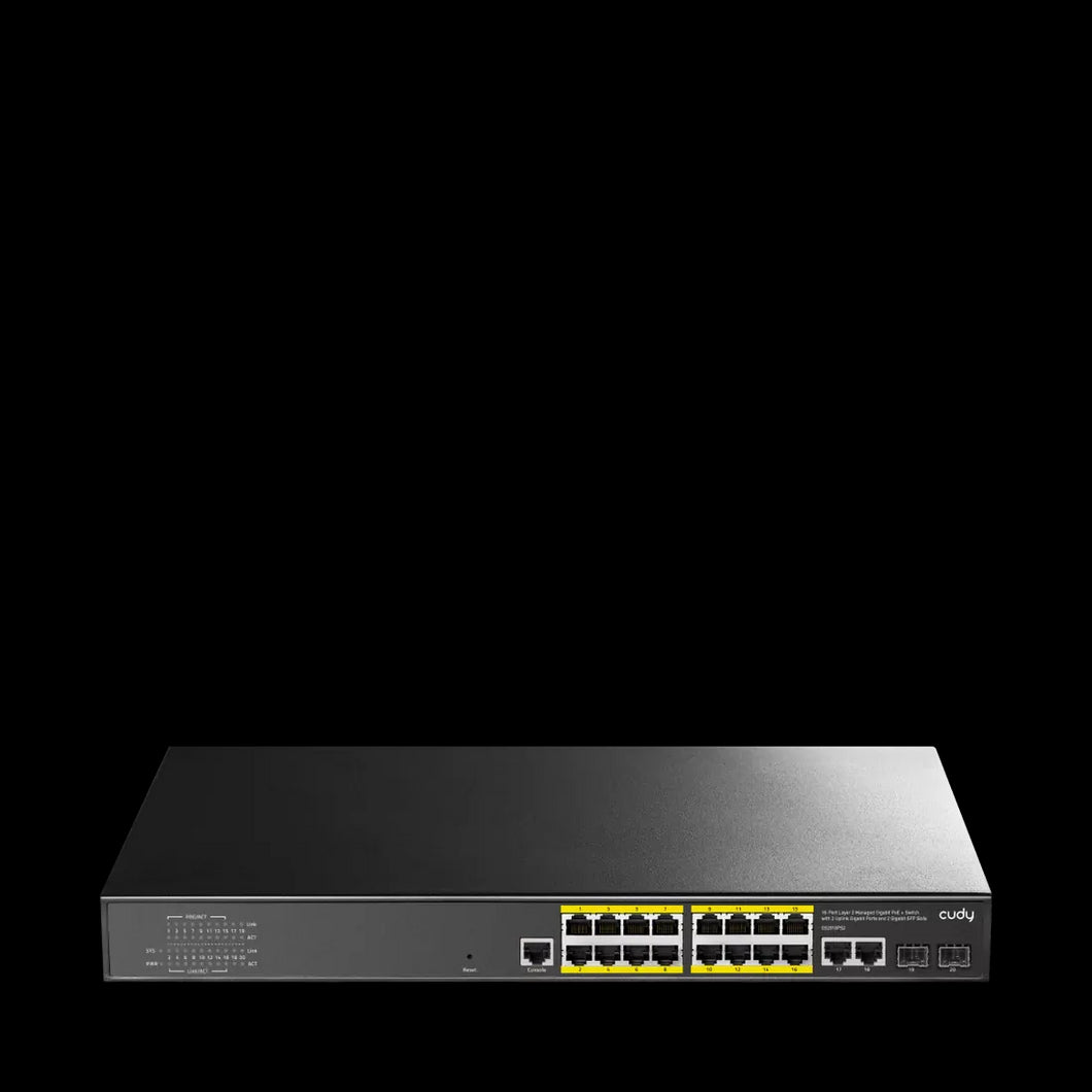 Cudy 16-port Layer 2 Managed Gigabit PoE Switch | GS2018PS2 - 200W