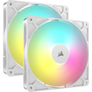 CORSAIR RS140 ARGB 140mm PWM Fans Dual Pack, White, Noise level (high speed): 36 dB, Maximum airflow: 95.5 cfm, Product colour: White