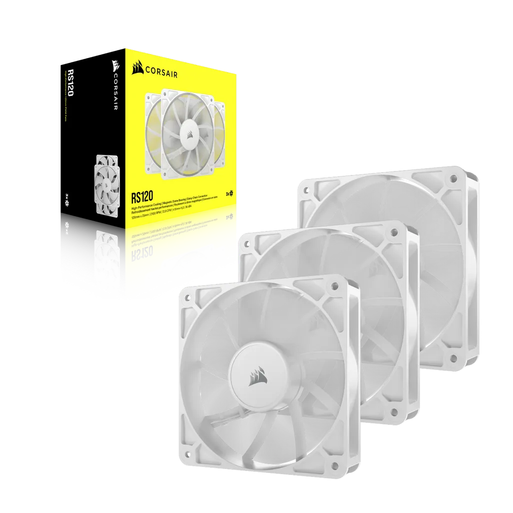 CORSAIR RS120 120mm PWM Fans Triple Pack – White