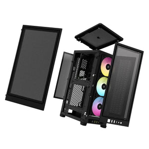 Corsair 2000D RGB ICUE Airflow Tempered Glass ITX-Tower, PC CASE, Black, AF Slim fans/SF PSU only, 2.5" HDD, Width 200 mm, Depth 271 mm, Height 458 mm