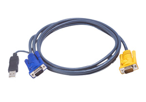 Aten 2L-5205UP 5M USB KVM Cable with 3in1 SPHD & built-in PS/2 to USB converter, Connector 1: HDB-15, Connector 2: HDB-15, USB Type-A, Male connector