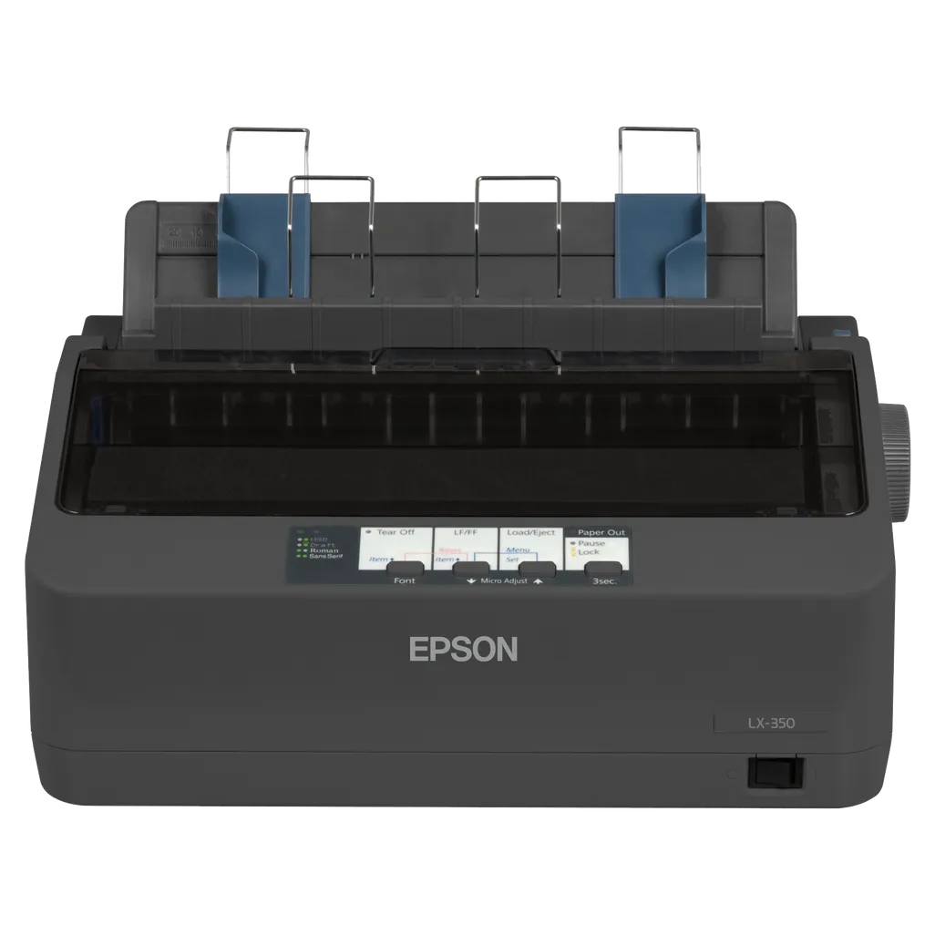 Epson LX-350; Dot Matrix Printers; Impact dot matrix; 80 columns; 9 Needles; RS-232; Bidirectional parallel; USB 2.0 Type B